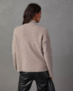 Mocha % Malia Mock Neck Seamed Sweater-4
