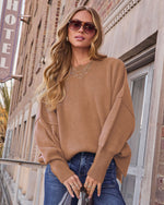 Taupe % Elouise Knit Oversized Pullover Sweater-2