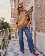 Taupe % Elouise Knit Oversized Pullover Sweater-3