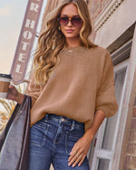 Taupe % Elouise Knit Oversized Pullover Sweater-4
