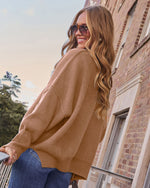 Taupe % Elouise Knit Oversized Pullover Sweater-5