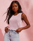 Pink % Tulare Crochet Knit Crop Tank-1