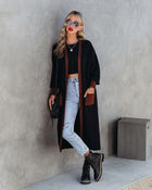 Black % Weekend Errands Pocketed Duster Cardigan-1