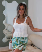 White % Rubina Pleated Shoulder Tie Top-1