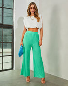 Green % Netta Shimmer High Waist Pants-1