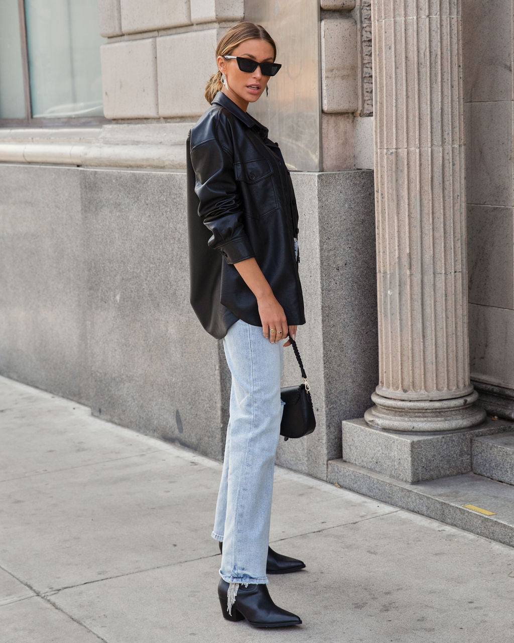 Pu Leather Shacket Amused By You Faux Leather Shacket – VICI - Main Image