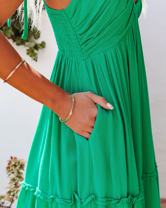Simply Green %  Angelina Pocketed Babydoll Dress 2