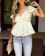 Multi % Capture The Moment Floral Puff Sleeve Top-2