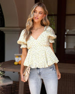 Multi % Capture The Moment Floral Puff Sleeve Top-1