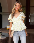 Multi % Capture The Moment Floral Puff Sleeve Top-1