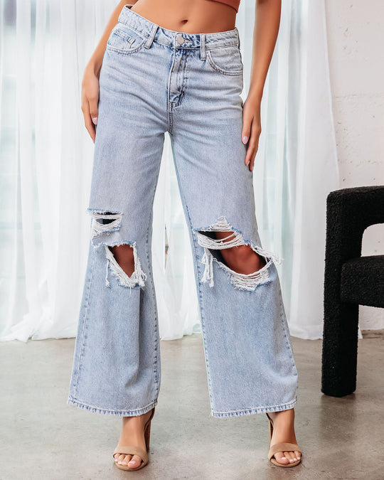 Destiny High Rise Distressed 90'S Wide Leg Jeans – VICI