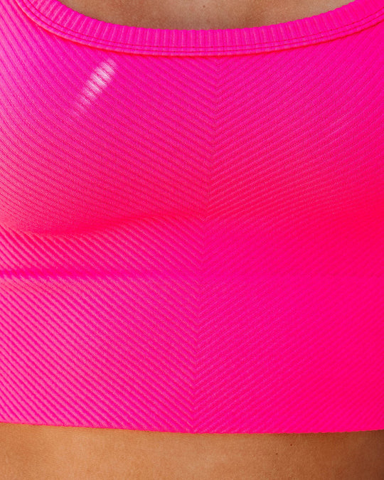 Hot Pink %  Energy Ribbed Knit Crop Tank 4