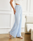 Baby Blue %  Estellita Plisse Wide Leg Pants 1