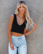 Black % Exhale Ribbed V-Neck Crop Tank-5