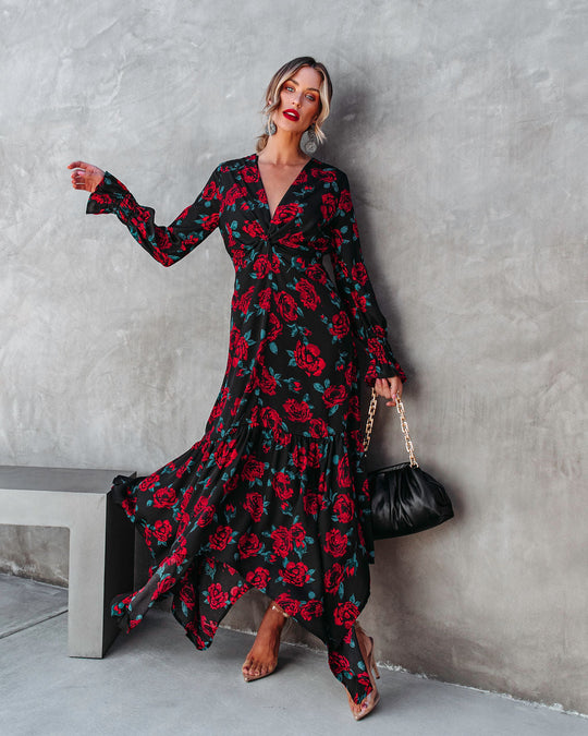 Black/Floral % Fall In Love So Easily Floral Maxi Dress -1