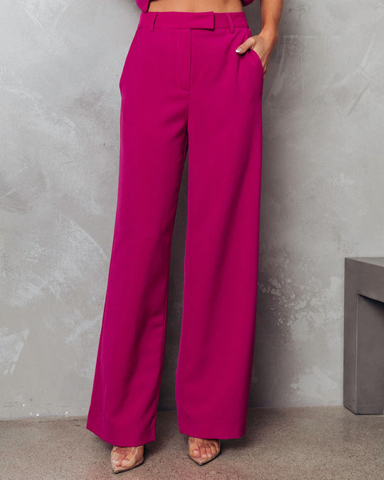 Magenta % Fashionista Confessions Pocketed Wide Leg Pants-2