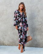 Black % Holley Floral Twist Front Maxi Dress -1