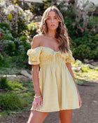 Dusty Lime %  Jayde Puff Sleeve Front Tie Mini Dress 1