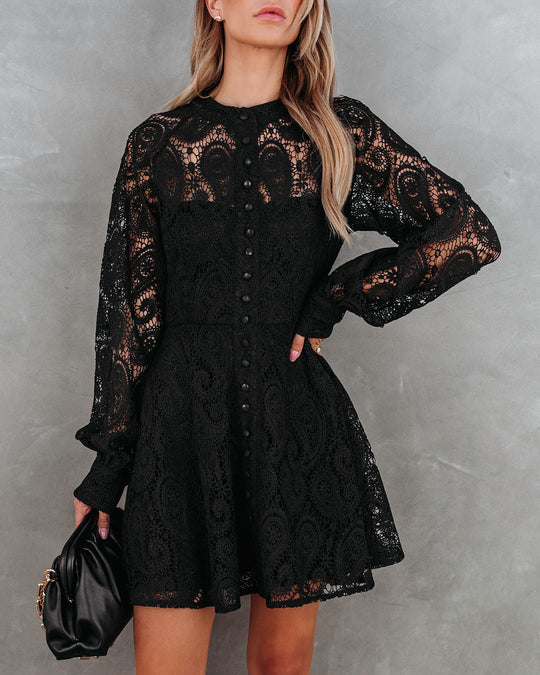 Black % Lila Crochet Lace Mini Dress-1