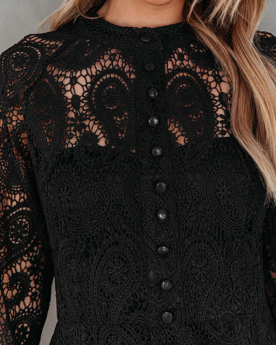 Black % Lila Crochet Lace Mini Dress-2