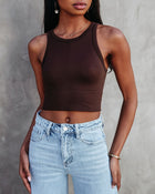 Chocolate % Micah Ribbed Crop Top-1