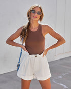 White % Oaklynn Pocketed Paper Bag Shorts-1