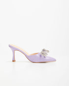 Lavender % Ophelia Croc Embossed Crystal Embellished Bow Mule Heels-2