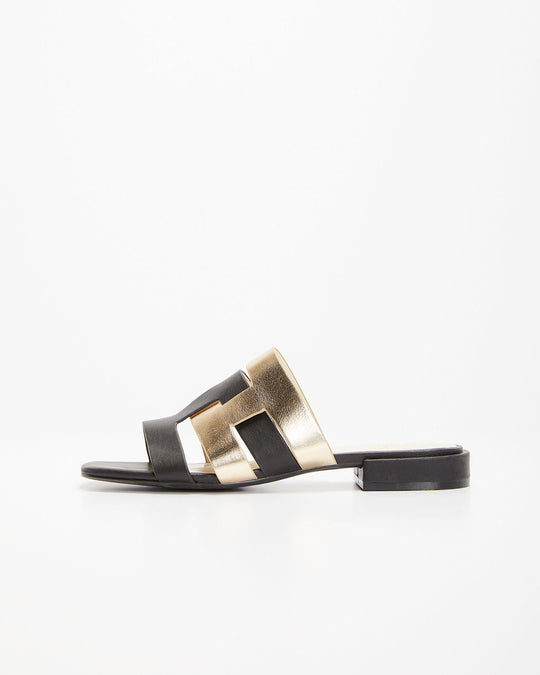 Black % Parker Metallic Strap Sandals-2