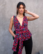 Red % Perfect Lover Floral Pleated Top-1-1