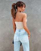 Latte % Phoenix Ribbed Knit Strapless Top-2