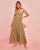 Olive % Rosalina Strapless Smocked Tiered Maxi Dress-1