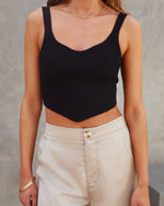 Black % Something About Me Ribbed Knit Crop Top-2