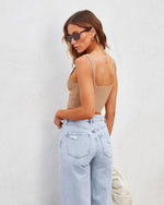 Tan % Something About Me Ribbed Knit Crop Top-4