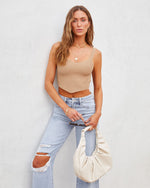 Tan % Something About Me Ribbed Knit Crop Top-1