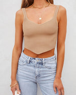 Tan % Something About Me Ribbed Knit Crop Top-2