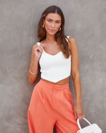 White % Something About Me Ribbed Knit Crop Top-1