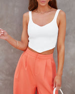 White % Something About Me Ribbed Knit Crop Top-2