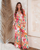 Multi % Tropez Printed Button Down Top-1