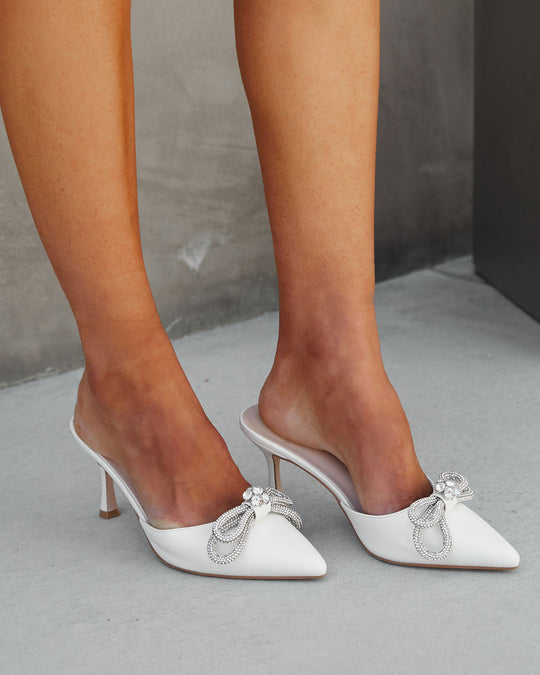 White % Webster Crystal Embellished Mule Heels-1