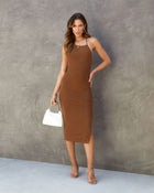 Chocolate % Zuri Lace Up Back Midi Dress-1